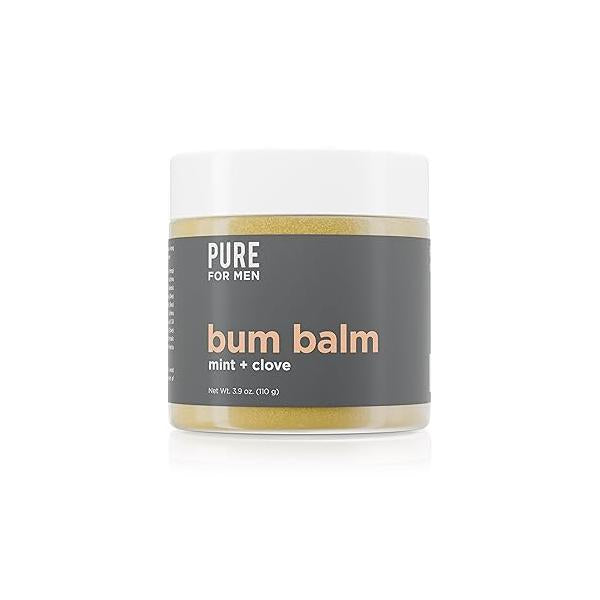 Pure for Men Bum Balm | Raw Lotion All Purpose Skin Hydration and Deodorizing Shea Butter, Mint Clove 3.8 oz.