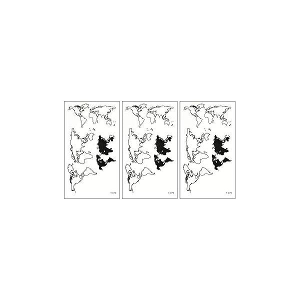 PARITA Small Tattoos Fashion World Map Temporary Cartoon Kids for Man Women Tattoo Art Body Fake Waterproof Decal Stickers Fantasy (Pack 3 PCS.) (06)