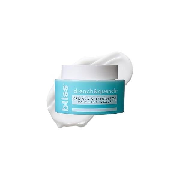 Bliss Drench & Quench Hyaluronic Acid Moisturizer | Cream to Water Face Cream| Deep Hydration, Plumps Skin Clean Vegan Cruelty Free 1.7 fl oz