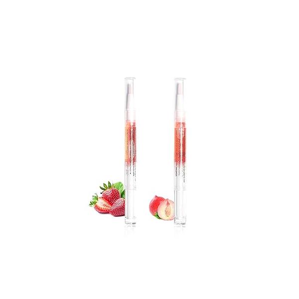 Cuticle Oil Pen for Nails Care,Nail For Strength,Nourish Moisten Care Nail Cream To Reduce Cracking and Dry Weak Peeling Brittle Thin (Strawberries&peaches)