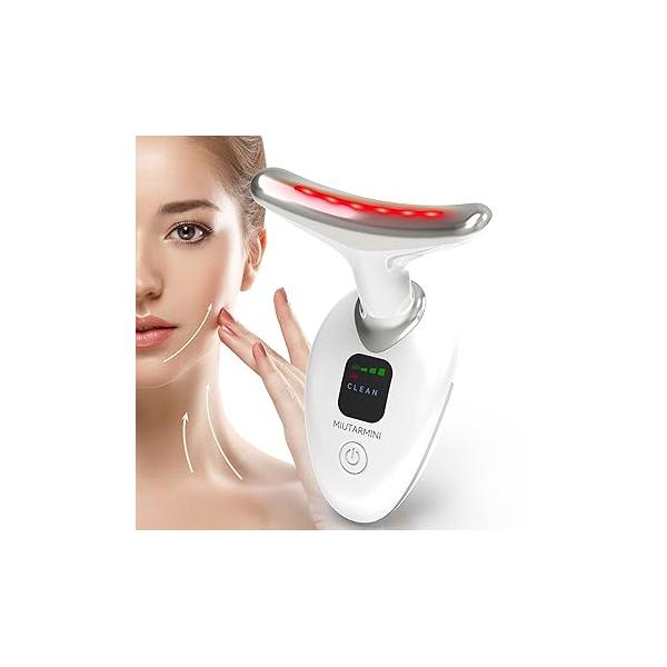 Facial & Neck Massager with Red Light Therapy | 7-Color LED Face Sculpting Wand at-Home Skincare Tool for Women (Purple)