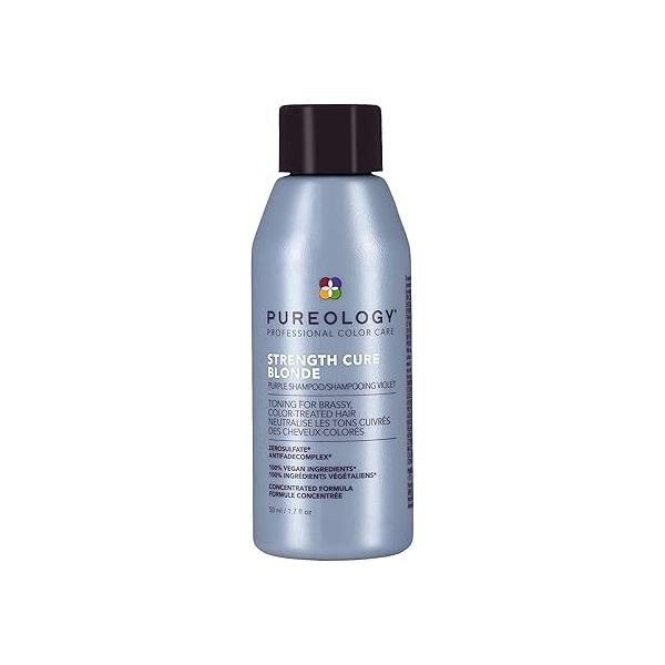Pureology Strength Cure Blonde Purple Shampoo - For & Lightened Color-Treated Hair, Tones Fortifies Brassy Sulfate-Free Vegan
