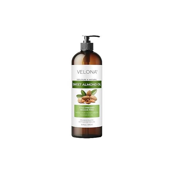 velona Sweet Almond Oil - 16 Fl Oz | 100% Pure and Natural Carrier |Cold Pressed Skin, Hair, Body & Face Moisturizing Use Today Enjoy Results…