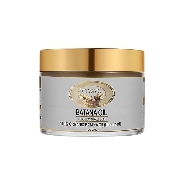 Organic RAW Batana Oil for Hair, 100% Pure Natural Pressed Nourishing Hair Mask Anti Loss, Repairs Damaged & Skin (4 oz) (RAW BATANA Oil)