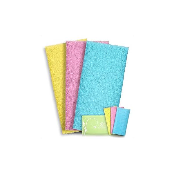 CASAVIDA Exfoliating Washcloth Back Scrubber for Shower Body Japanese Beauty African Net Sponge Bath Korean Loofah Towel Wash Cloth Scrub 3 Pack