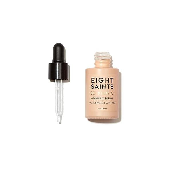 Eight Saints Vitamin C Serum For Face, Anti Aging Facial Serum, Hyaluronic Acid, E, Organic Aloe Vera and Jojoba Oil, Hydrating & Brightening for Dark Spots, Fine Lines Wrinkles, 1oz