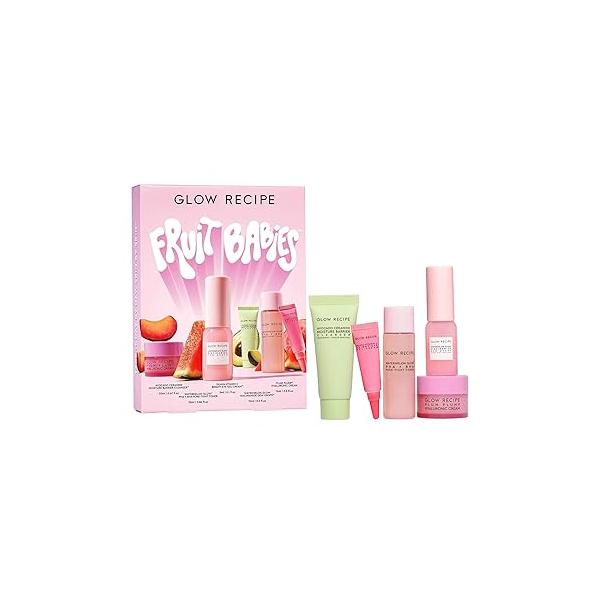 Glow Recipe Fruit Babies Skincare Kit - Gift Set with Ceramide Facial Cleanser + BHA Toner Vitamin C Eye Cream Hyaluronic Acid Niacinamide Dew Drops (5 Count)