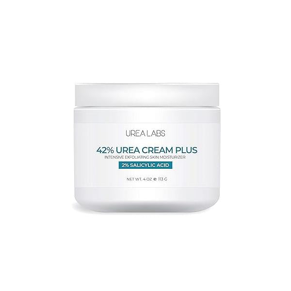| 42% Urea Cream + 2% Salicylic Acid - Maximum Strength Foot & Skin Repair Deep Exfoliation Hydration for Cracked Heels, Dry Feet, Rough Callus Removal (4 Oz)
