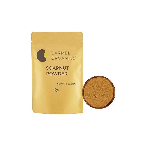 CARMEL ORGANICS Soapnut/Aritha/Reetha Powder (8 Oz or 227 Grams) for hair care | Natural No Added Preservatives and Additives Sapindus Mukorossi