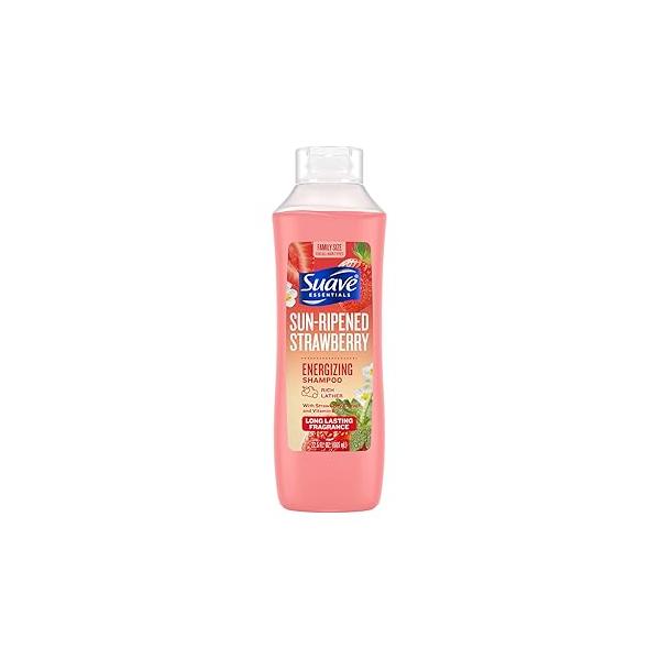 Suave Shampoo, Sun-Ripened Strawberry Family-Size - Energizing Shampoo with Extract & Vitamin E, 22.5 Oz