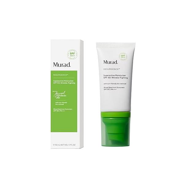 Murad Superactive Wrinkle-Fighting Moisturizer SPF 50 - Bio-Retinoid Ultra Sheer Facial Sunscreen Gently Targets Fine Lines and Wrinkles With Aging Protection From UVB/UVA 1.7Fl Oz