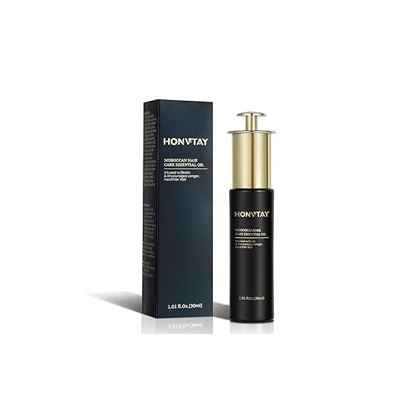 Moroccan Hair Oil Has Multiple Benefits, It can Provide Various Textures with Moisture, Strength, Repair and Other Care, Making the Healthier More Beautiful(1.01 fl oz) (BLACK)