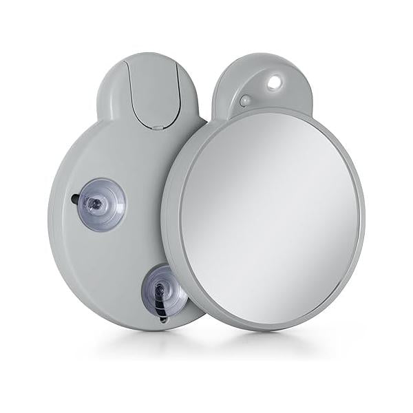 Zadro Magnification Lighted Compact Mirror with LED Light & Retractable Suction Cups - Travel Makeup Mirror, Cool White 6400K Lighting, Battery Operated, Made in USA (Black, 15X | 4.3" L x 3.5" W)