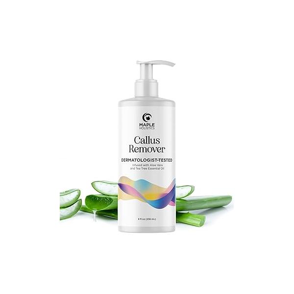 Exfoliating Callus Remover for Feet Care - Urea Foot Cream Calluses and Dry with Aloe Tea Tree Essential Oil Cracked Dead Corned Rough Skin (8 Fl Oz)