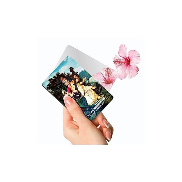 SILSTAR PROFESSIONAL Compact Card Mirror, Unbreakable Acrylic Makeup Vanity Mirror Small for Wallet Case, Travel Purse, Handheld Pocket Mirror_Raja Ravi Varma_Saraswati 144