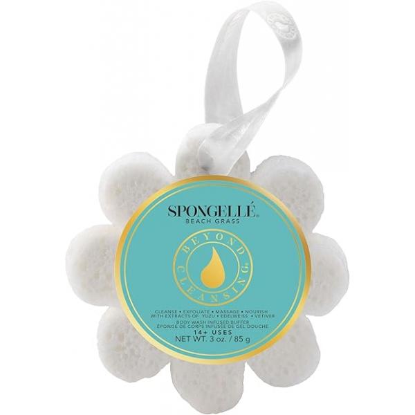 Spongelle Beach Grass Wild Flower Buffer Body Scrubber | Bath & Shower Loofah for Women Exfoliator with Wash Infused Sponge 14+ uses