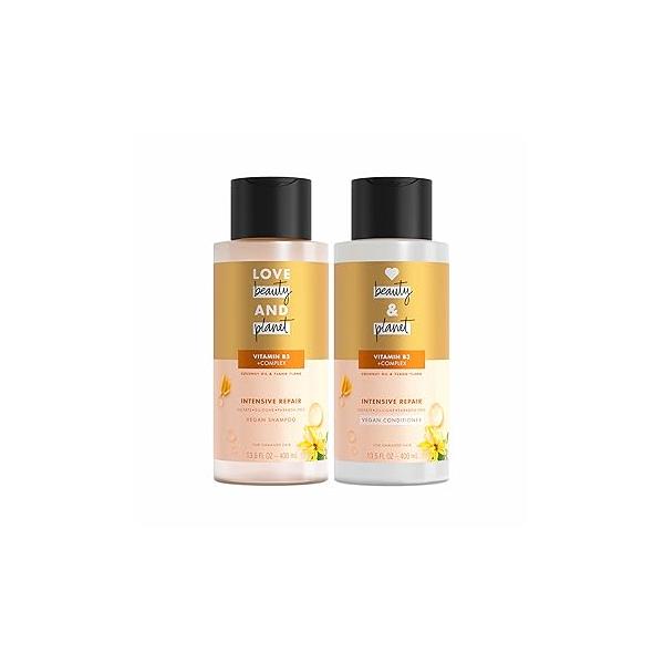 Love Beauty and Planet Coconut Oil & Ylang Hope Repair Shampoo Conditioner for Dry Damaged Hair 2 Count, 13.5 oz each, Paraben , Silicone Free, Vegan