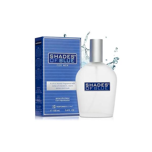 PB ParfumsBelcam Shades of Blue for Men, Our Version Prestige Designer Eau de Toilette Spray, 100 mL.