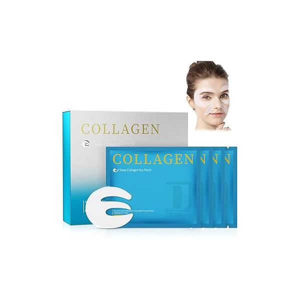 Dongyu Collagen Under Eye Patches: Deep Real Overnight Gels Mask With Caffeine Peptides Niacinamide - Dark Circles Puffiness Wrinkles Improvement Neck Smile Line Pads 8 Pairs