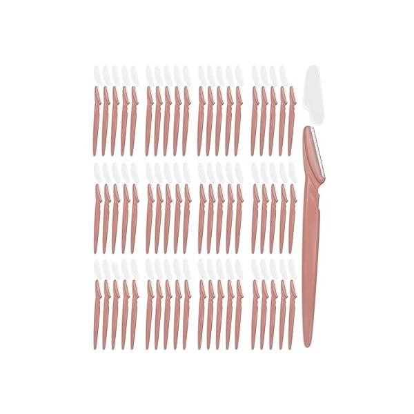 Dermaplane Razor, 60 Pcs Face Razors for Women and Men, Multipurpose Eyebrow Dermaplaning Tool by MoHern, Terracotta