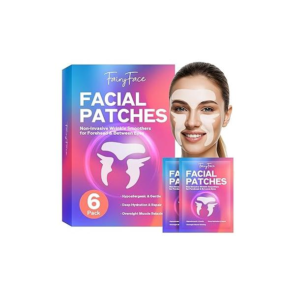 Forehead Wrinkle Patches (6 Pack), Facial Patches, Anti-Wrinkles Face Overnight, Anti Patch to Smooth Eye, Mouth, Wrinkles, Lift Smile Lines for Women