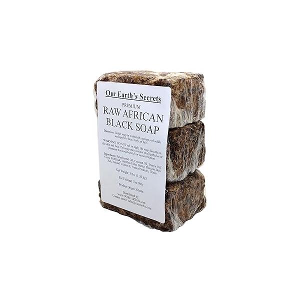Our Earth's Secrets Premium Natural Raw African Black Soap, 3 Pound