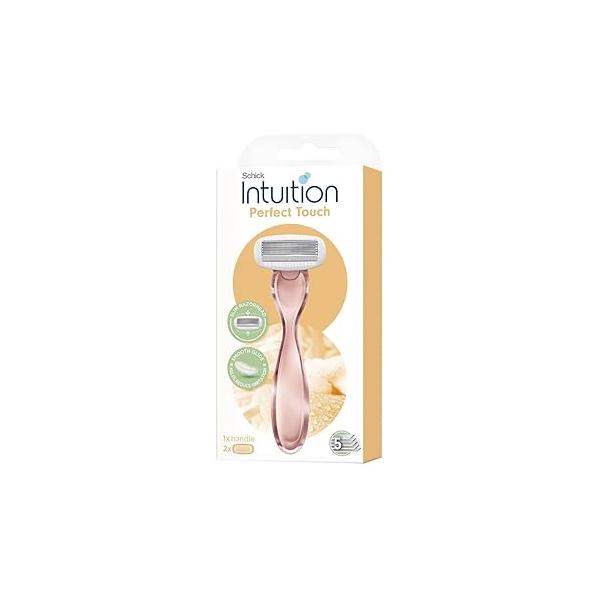 Intuition Perfect Touch Women's Razor, 5 Ultra-Thin Blades, 1 Handle and 2 Cartridges, Rose Gold