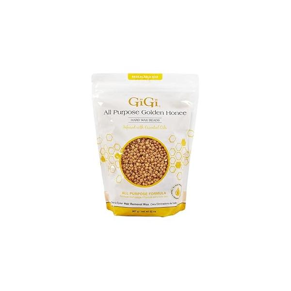GiGi Wax Beads - Hard for Hair Removal, All Purpose Golden Honee Waxing Face, Body, and Bikini, No Strip Needed, 32 oz