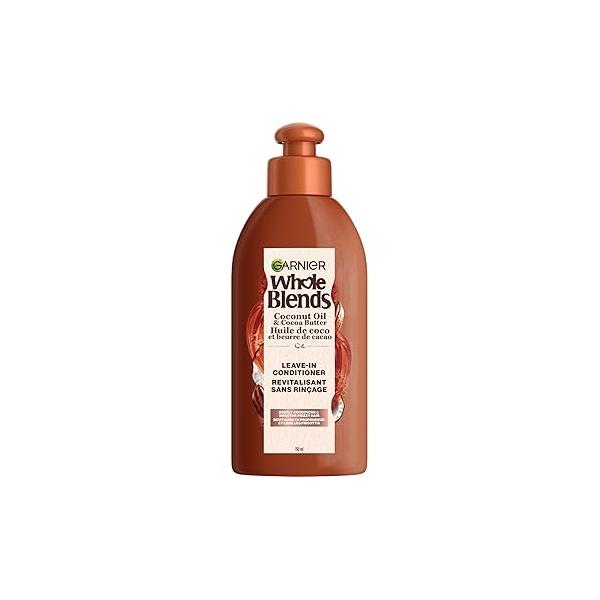 Garnier Whole Blends Coconut Oil & Cocoa Butter Smoothing Leave in Conditioner for Frizzy Hair, 5.1 Fl Oz, 1 Count (Packaging May Vary)