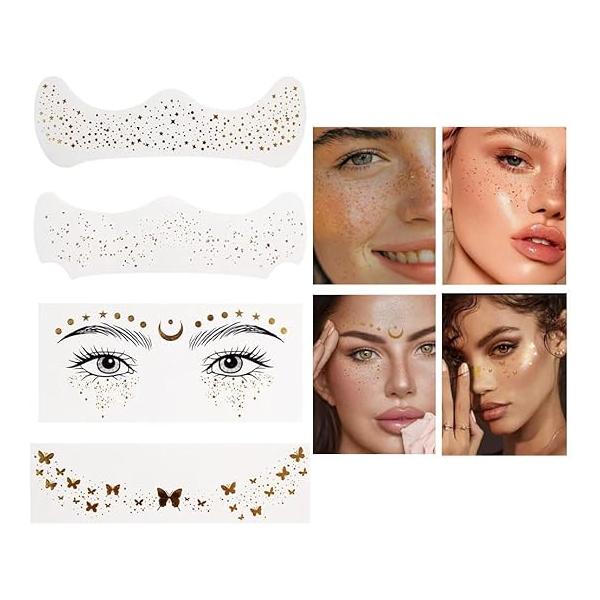 Face Makeup Patches Party Freckles Tattoo Stickers Waterproof Long Lasting Sparkles Natural Brown Fake Glitter For (4)