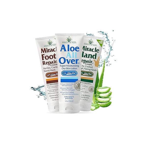 Miracle of Aloe 3-pack Assortment, includes 1 ounce tubes each Foot Repair, Hand Repair and All Over