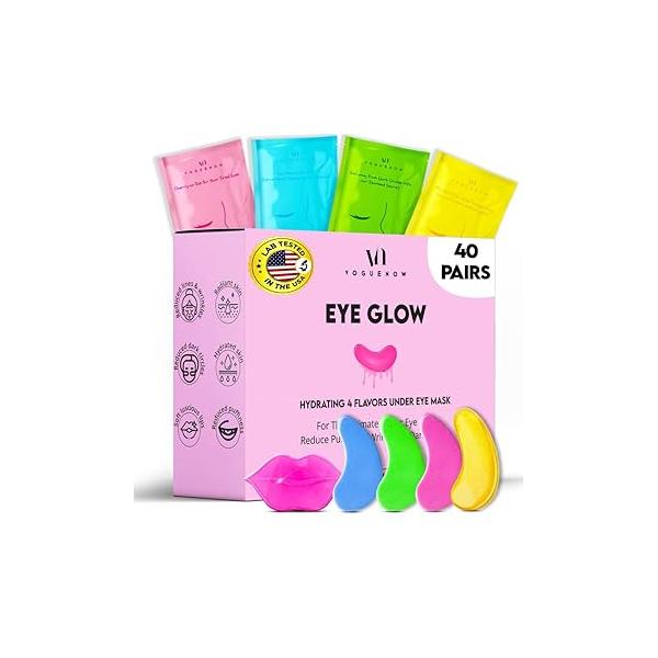 Under Eye Patches For Puffy Eyes (40 Sets) With Bonus Lip Masks - for Dark Circles and Puffiness Mask Treatment Hydrating 4 Flavors Reduce