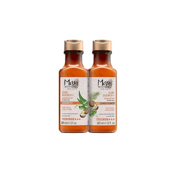 Maui Moisture Curl Quench + Coconut Oil Shampoo Conditioner to Hydrate and Detangle Tight Curly Hair, Softening Shampoo, Vegan, Silicone & Paraben-Free, 13 Fl Oz