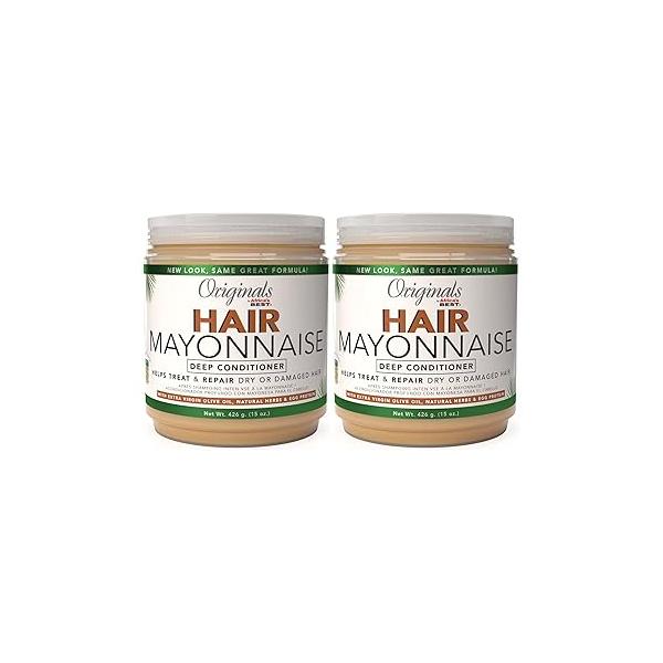 Originals By Africa's Best Hair Mayonnaise Conditioner - 2 Pack (15 oz Jars) Enriched with Herbal Extracts, Egg Protein & Olive Oil for Deep Conditioning Repair
