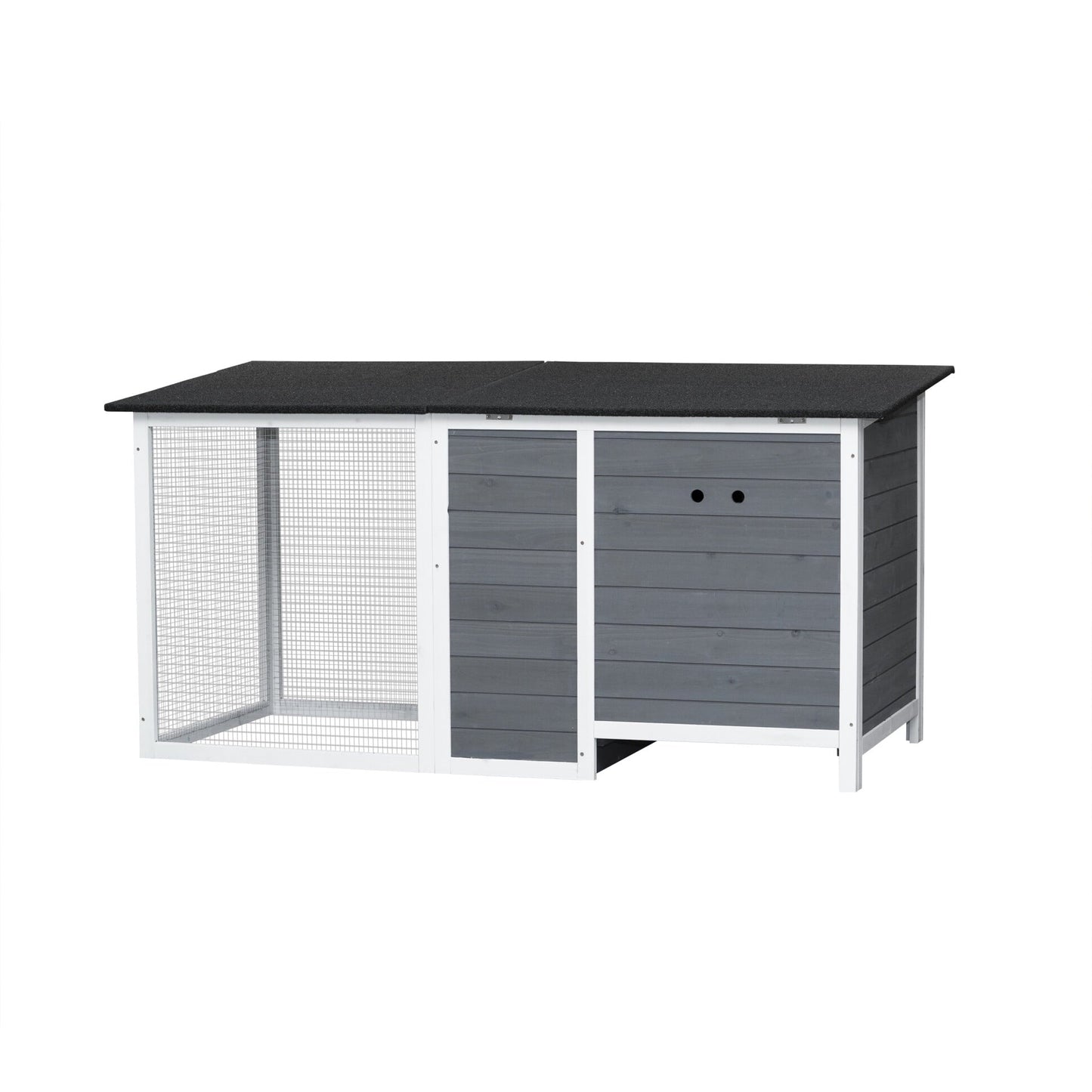 Outdoor Chicken Coop with Run Cage for 3-4 Chickens, Wooden Hen House with Nesting Box & Pull-Out Tray, Weatherproof & Predator-Resistant Poultry Hutch for Rabbits Ducks Backyard Pets