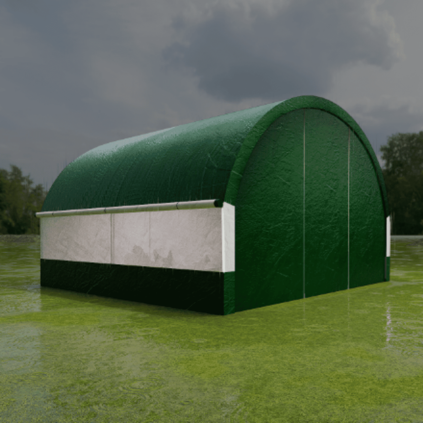 Chery Industrial Large Chicken Coop Metal Chicken Run Dome Shape Walk-in Fence All Covered with PE Cloth, 12.4 ft ×12.4 ft