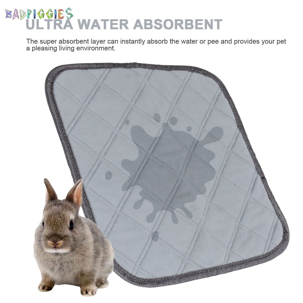 Washable Pee Pads for Guinea Pig, 2PCS Non-Slip Hamster Cage Liners Reusable Pet Mat Sleep Cushion
