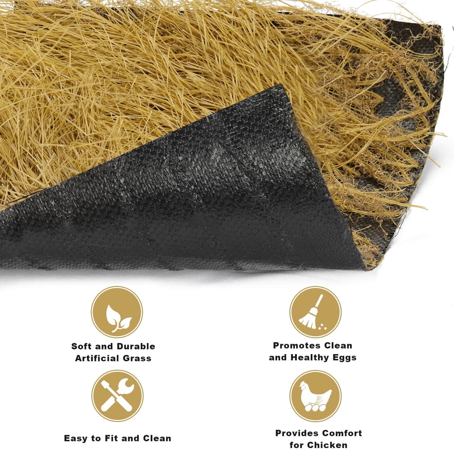 HOTSOUL 36 Pack Chicken Nesting Pads, 12x12 inch Yellow Artificial Grass Nesting Box Liners, Washable & Reusable Hen Nest Mats, Soft and Durable Coop Bedding