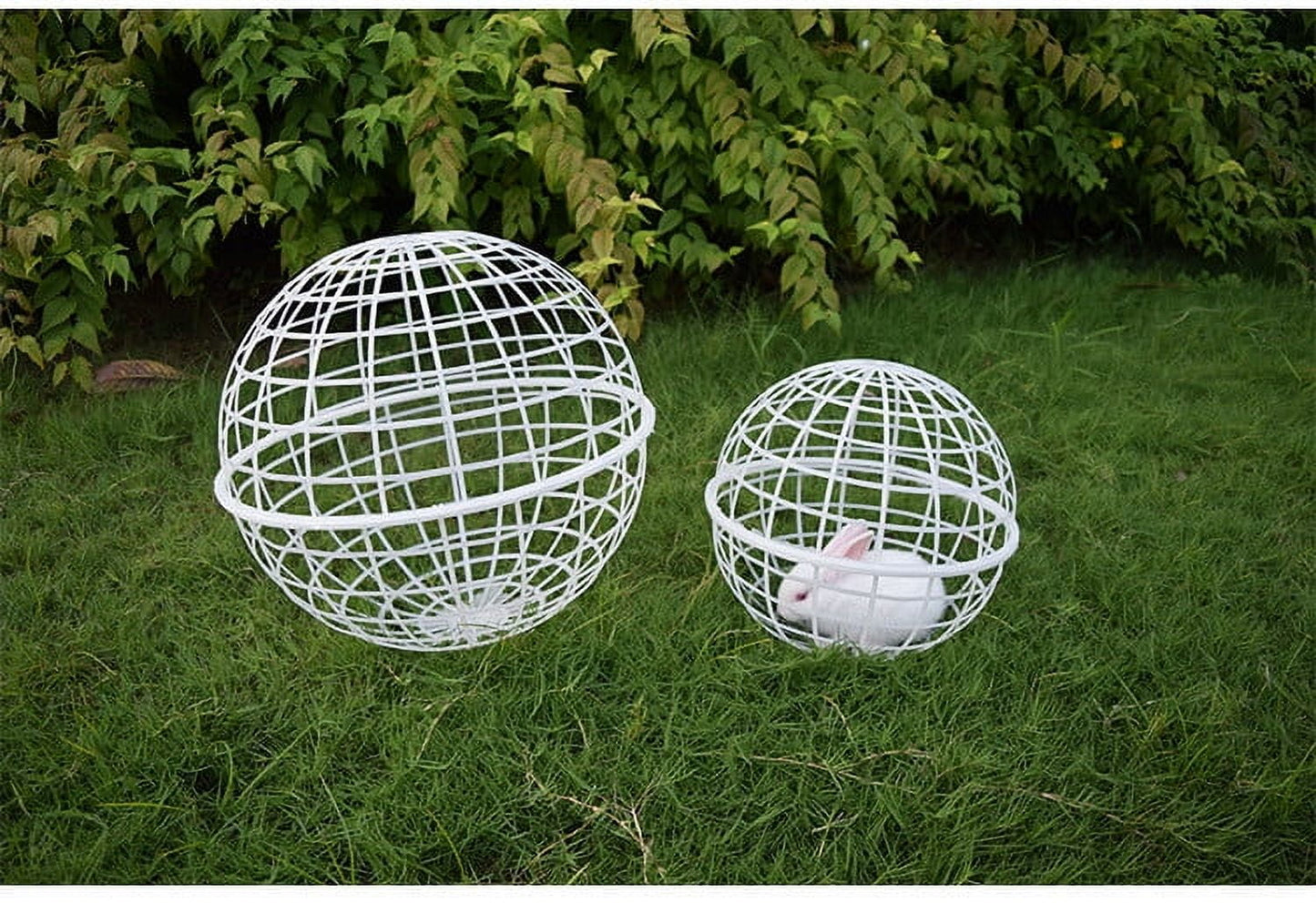 2 Pcs Chicken Balls Cage for Outside, Movable Chicke Coops, Sturdy & Safe & Roomy, Plastic Rolled Cage for Free-Range Pigeons, Rabbits, Ducks, Chicken, White 7.87 Inch