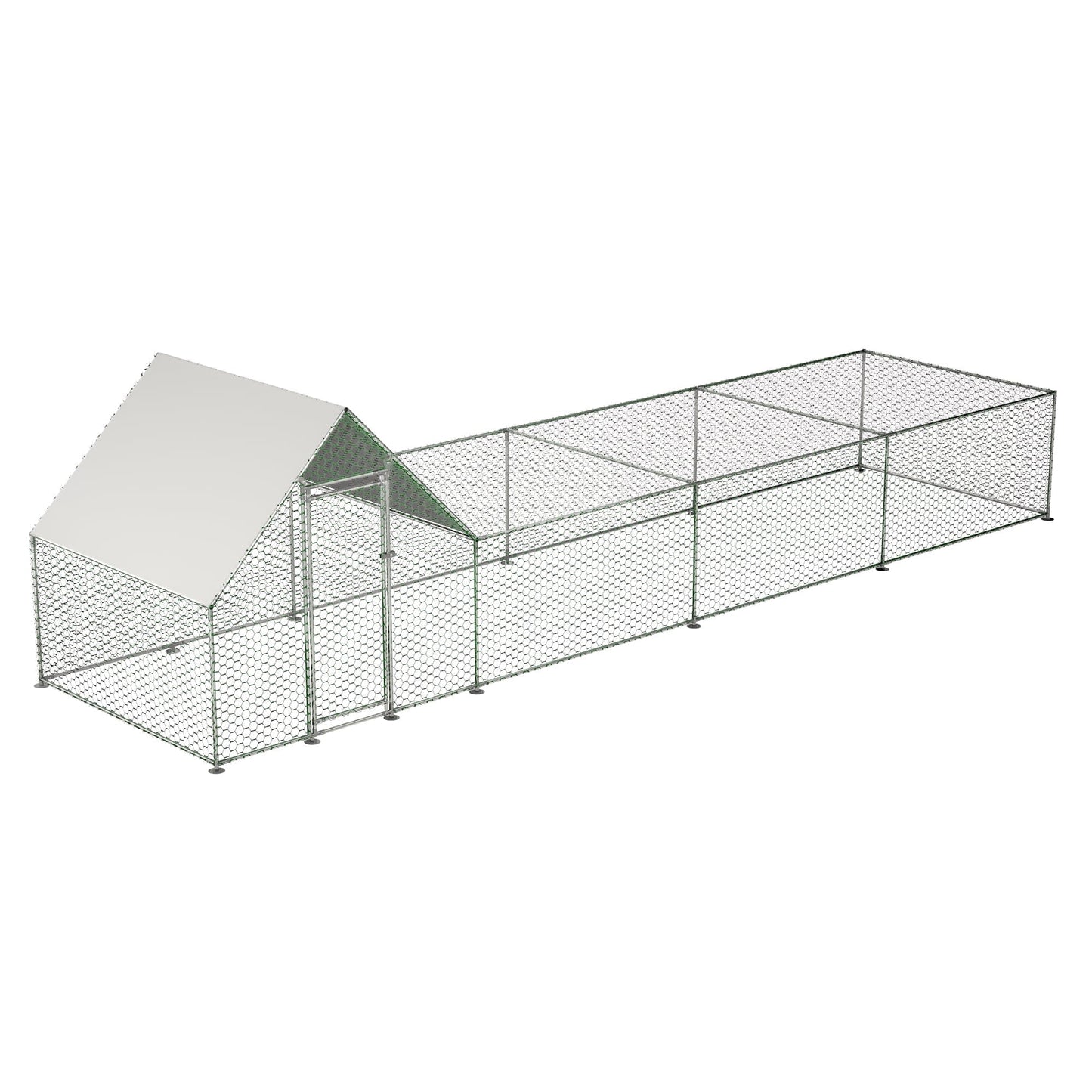 26'Lx6.7'Wx6.6' ft Metal Chicken Coop Run Backyard Hen House Poultry Habitat Cage w/Cover