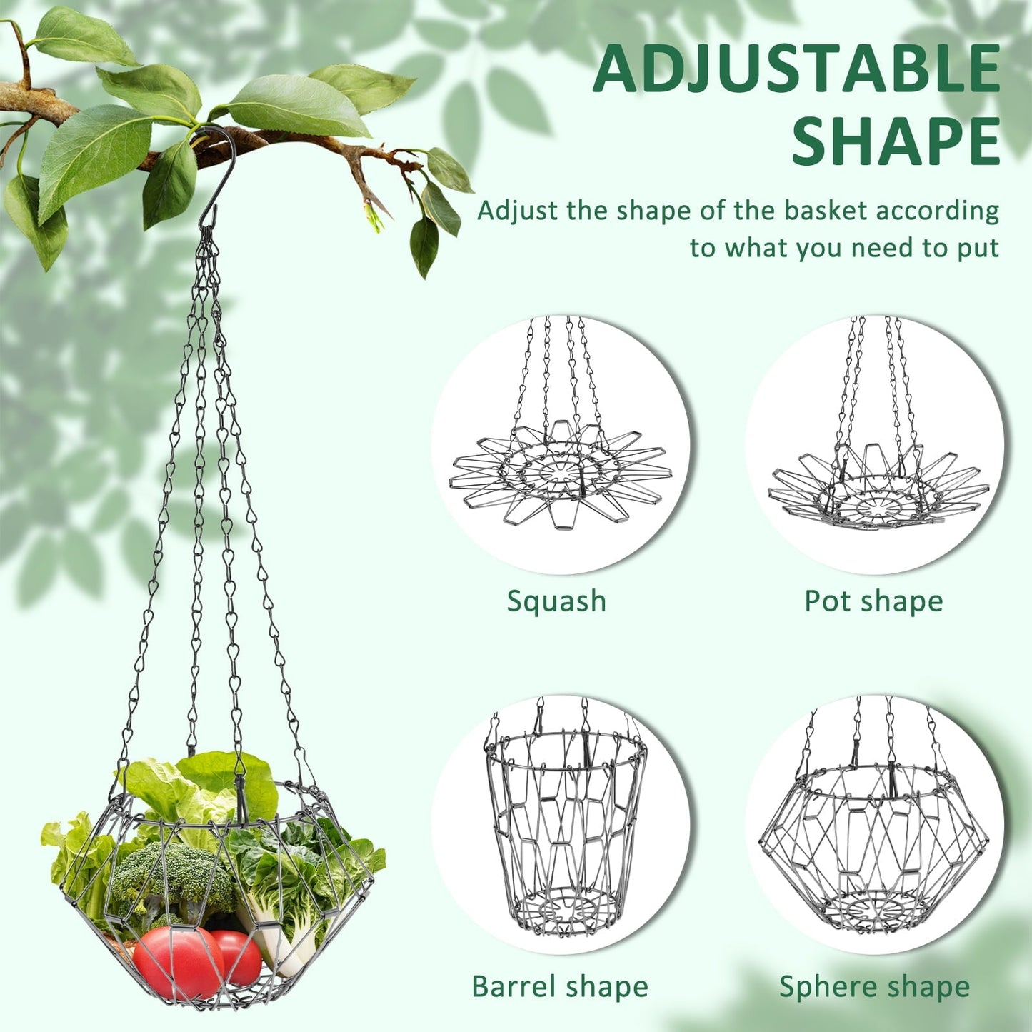 Grusce 2PCS Stainless Steel Chicken Vegetable Hanging Feeder, Large Capacity Chicken Fruit Feeder Reduced Waste for Duck Rabbit