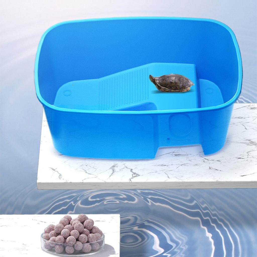 WE-POLUJ Turtles Plastic Tanks Habitat Starter Kits with Basking Platform Swim Area Dish