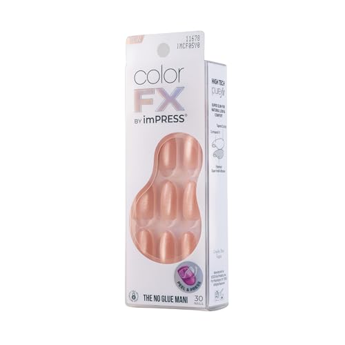 KISS imPRESS Color FX No Glue Mani 30 Pcs Press On Nails, Medium False Nails, Metallic Chrome & Cat Eye, Peel & Press, Hassle-Free Removal, Includes Manicure Stick, Prep Pad & File (All In, Medium)