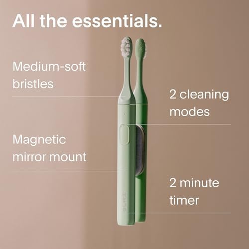 Sonic Electric Toothbrush | 40+ Day Battery | Designed in California | Sustainable Electric Toothbrush for Adults | Travel Toothbrushes | Tooth Brush |Green