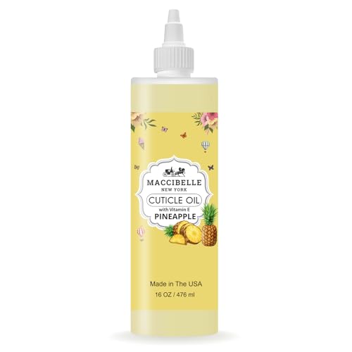 Maccibelle Cuticle Oil For Nails Refill size for Dry Cracked Cuticles (16 Ounce, Pineapple)