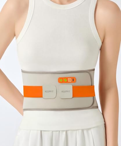 Portable Heating Pad with Massager for Back Pain Relief: MAXwarm® 3.0, IKEEPFIT® Electric Cordless Heat Pad for Period Cramps, Extra Large 65", 8000mAh Battery, Gift for Women Men(Beige)