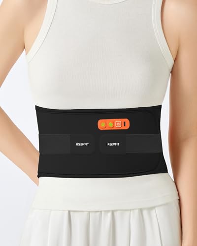 Portable Heating Pad with Massager for Back Pain Relief: MAXwarm® 3.0, IKEEPFIT® Electric Cordless Heat Pad for Period Cramps, Extra Large 65", 8000mAh Battery, Gift for Women Men(Beige)