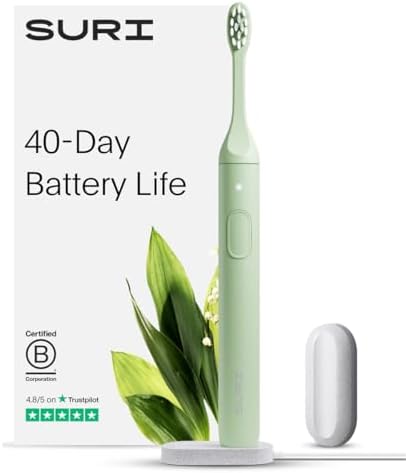 Sonic Electric Toothbrush | 40+ Day Battery | Designed in California | Sustainable Electric Toothbrush for Adults | Travel Toothbrushes | Tooth Brush |Green