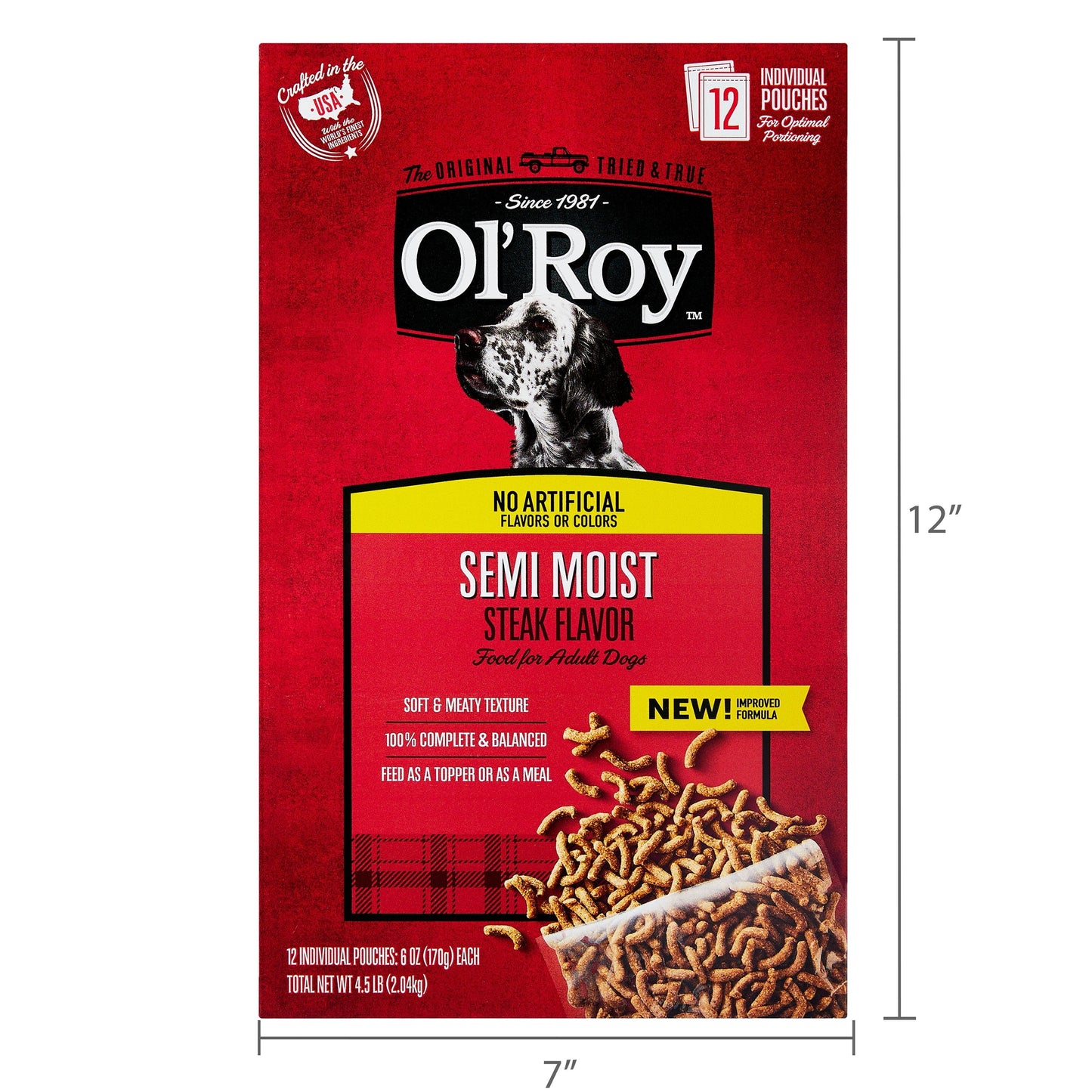 Ol' Roy Semi Moist Steak Flavor Dog Food, 4.5 lb, 12 Pouches