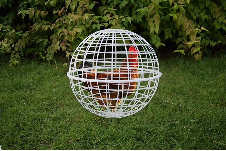 Spherical Chicken Cage Free Range Poultry Coop 30CM Round Rabbit Hutch with Rolling Wheels for Outdoor Foraging Durable Plastic Mesh Ventilated Design Easy to Clean & Move for Backyard